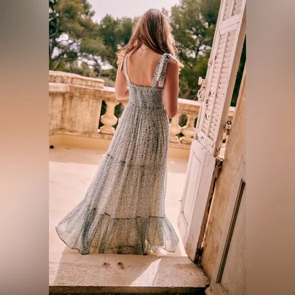 Sézane Phily Maxi Dress in Blue Floral Print FR 38 / US 6 - Picture 3 of 15